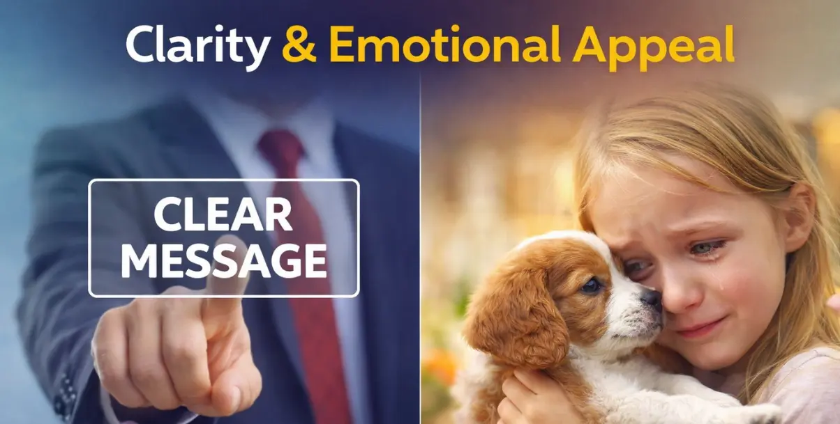 Advertising messages showing clarity and emotional appeal to improve brand communication in competitive markets.